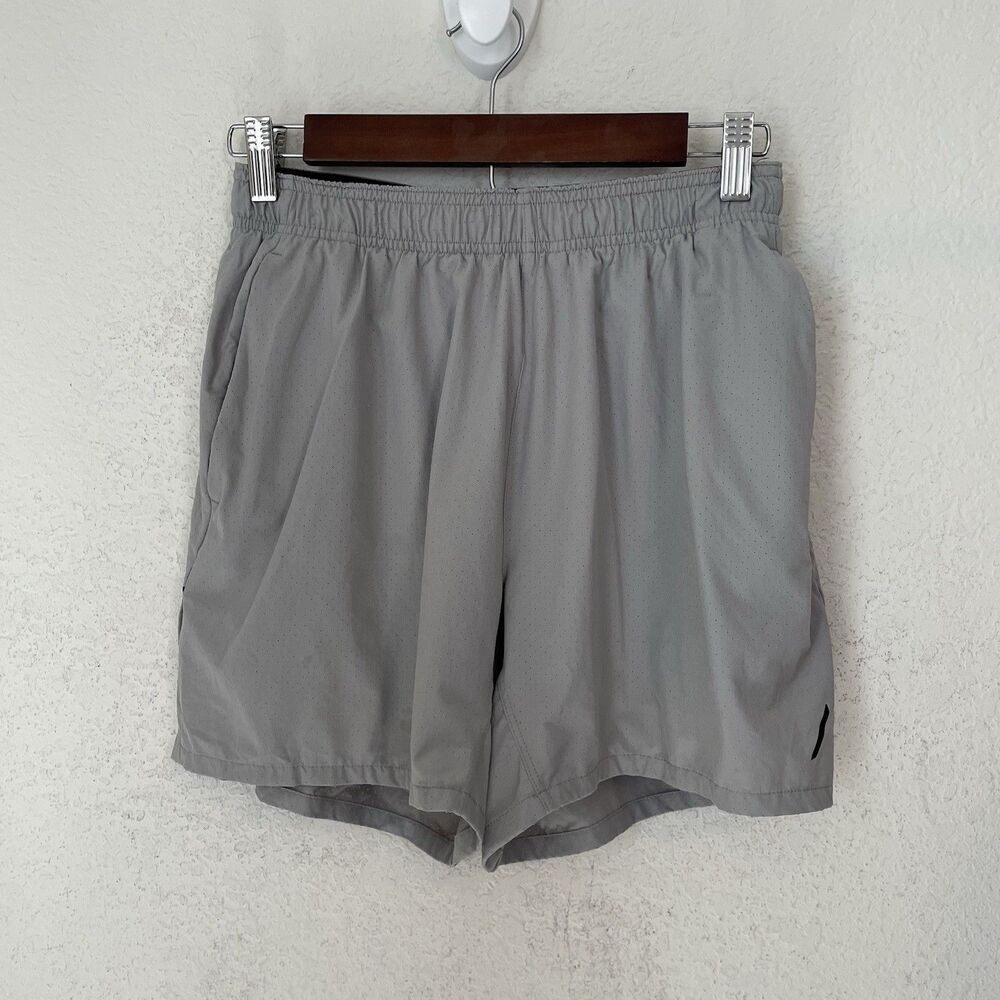 Hill City Athletic Shorts Mens Small Gray Lined Elastic Waist Running Nylon 5in